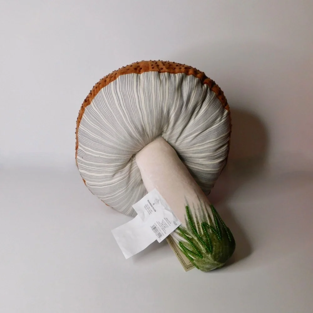 Plush Mushroom Accent Pillow in Brown and Cream